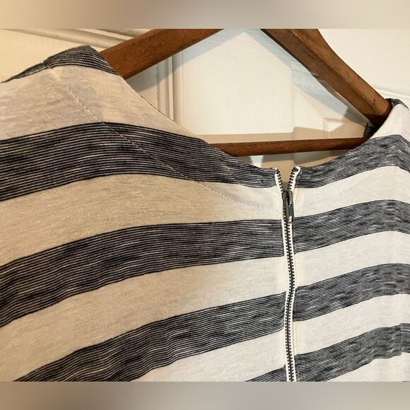 Merona knee length dress, dark gray/white striped, excellent condition, XL - Picture 2 of 3